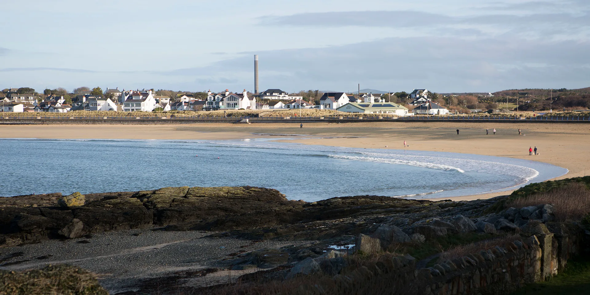 The view from the Seacroft pub and hotel in Trearddur Bay in Anglesey close to Holyhead and the Dublin Ferry