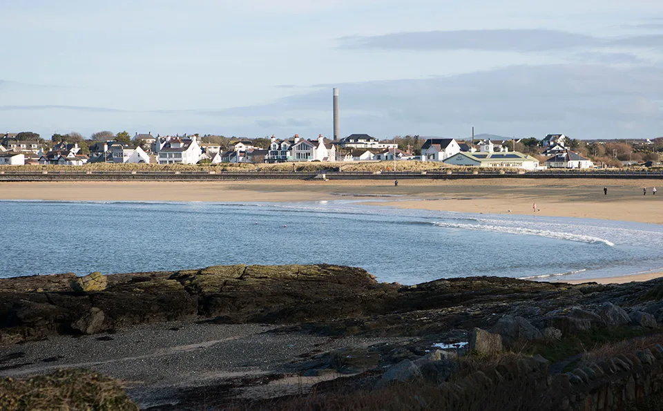 The view from the Seacroft pub and hotel in Trearddur Bay in Anglesey close to Holyhead and the Dublin Ferry